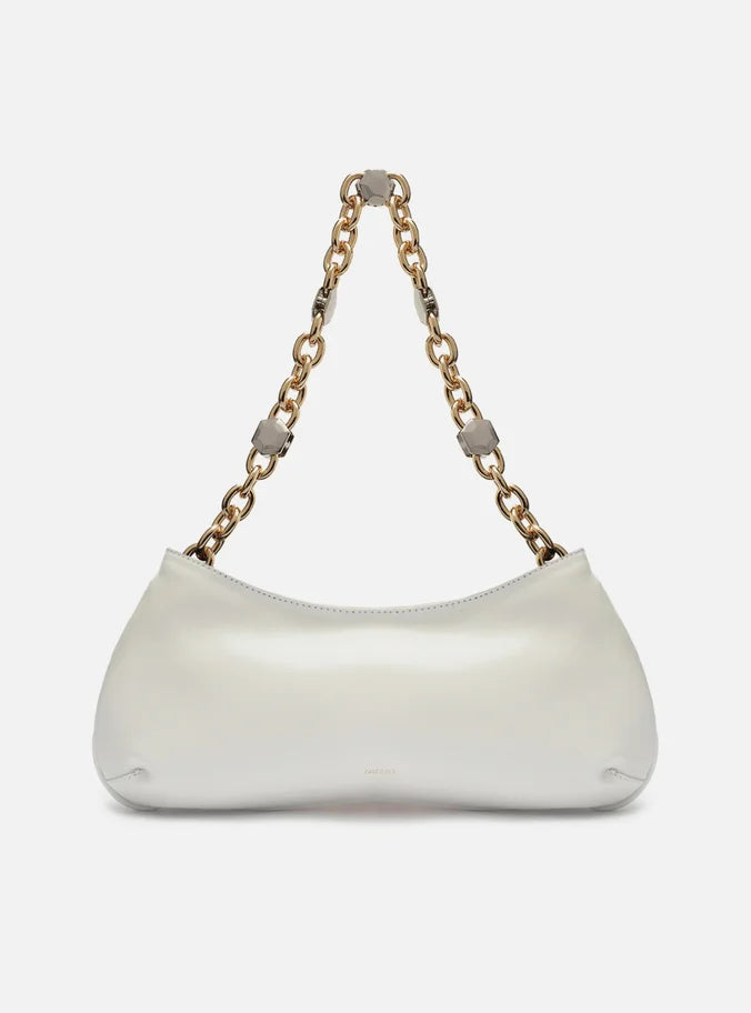 Bolsa Baguete Branca Couro Média Corrente