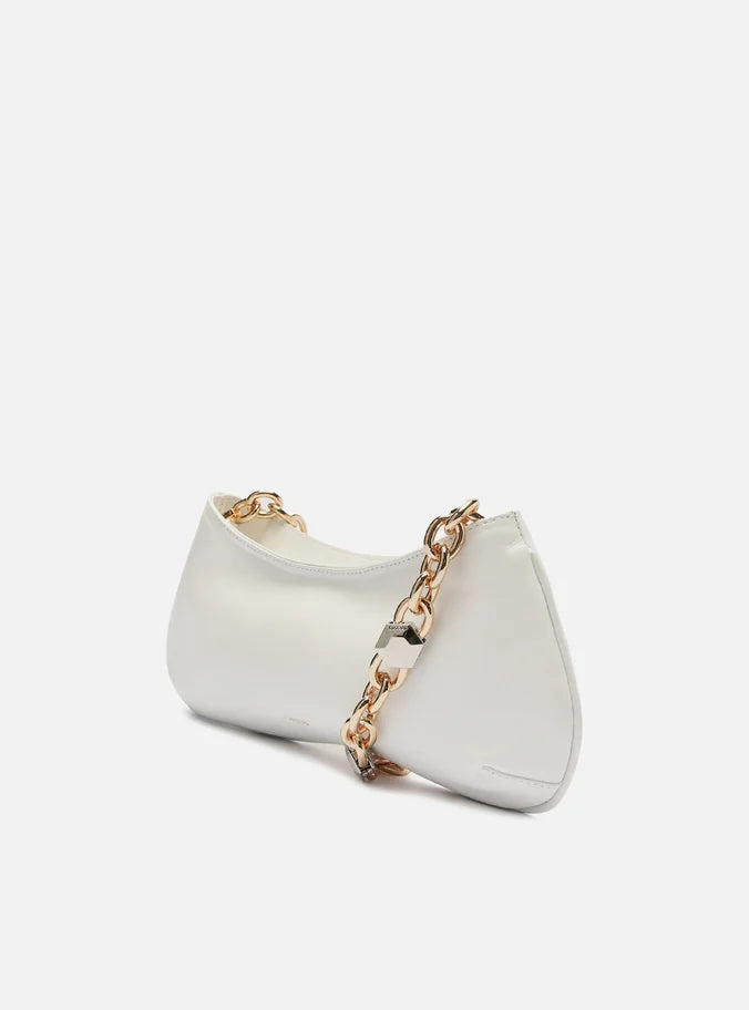 Bolsa Baguete Branca Couro Média Corrente