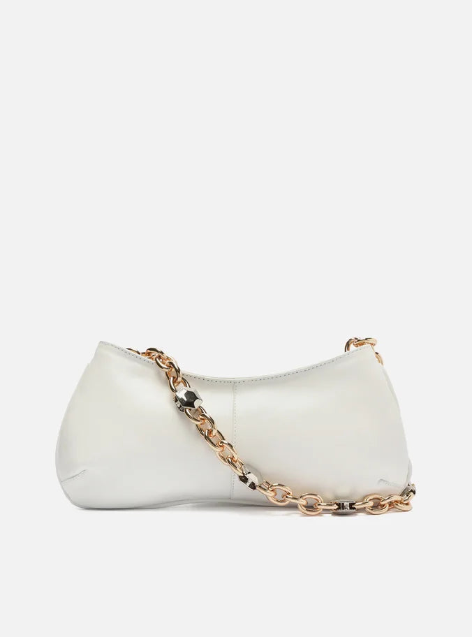 Bolsa Baguete Branca Couro Média Corrente