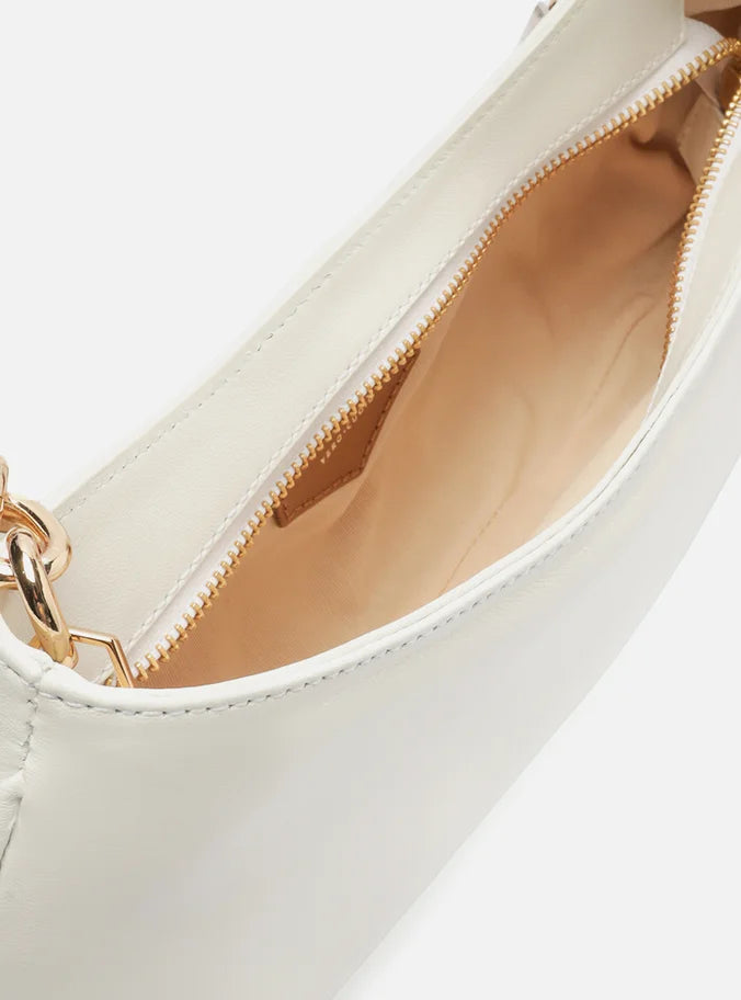 Bolsa Baguete Branca Couro Média Corrente