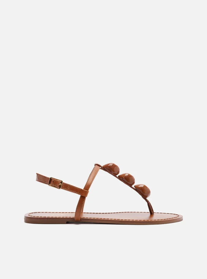 Rasteira Marrom Slim Pedras Quartzo