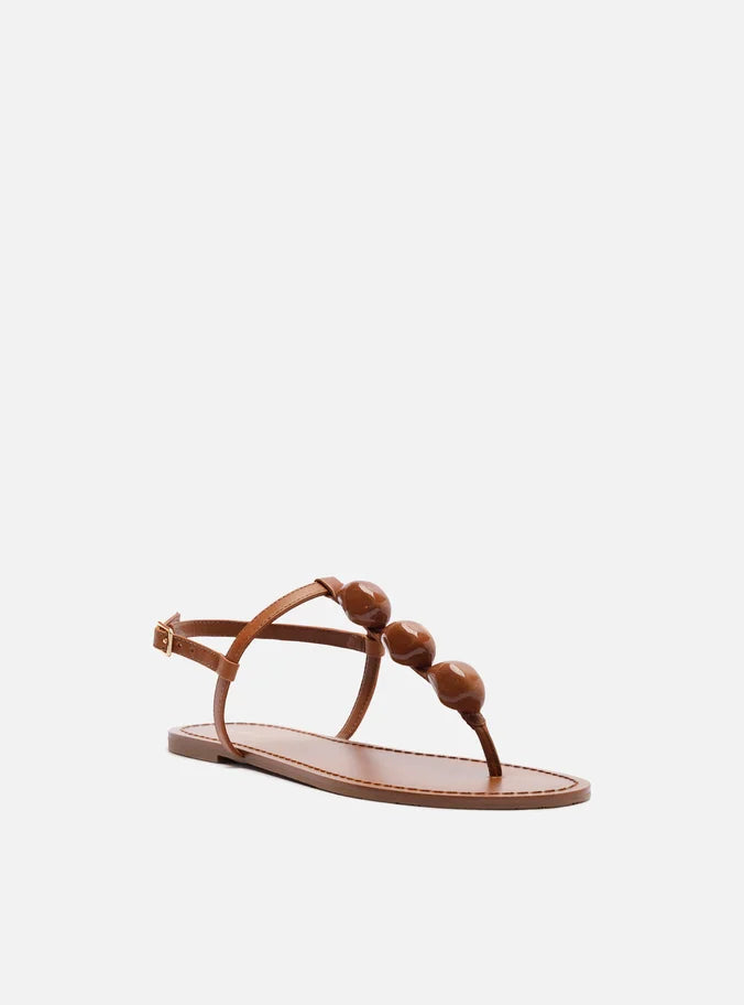 Rasteira Marrom Slim Pedras Quartzo