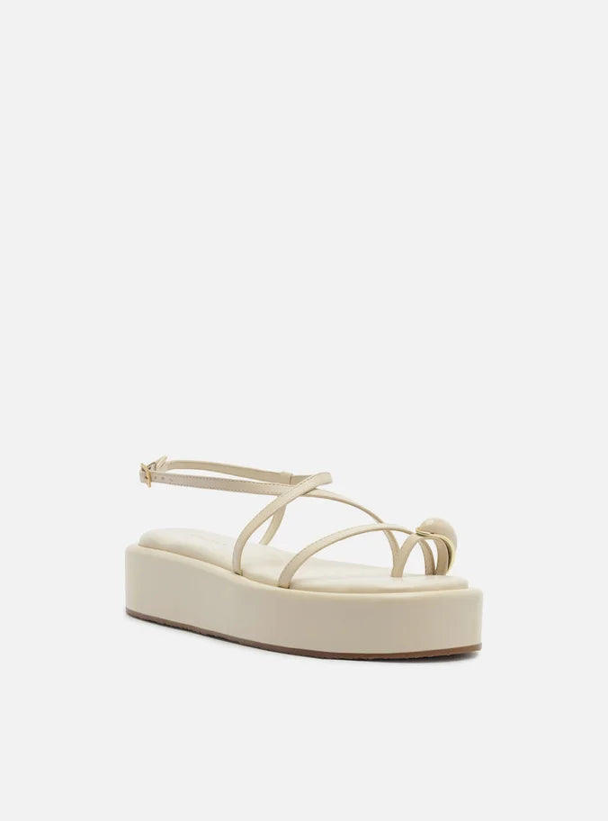 Sandália Off White Couro Flatform Dedeira Pedra