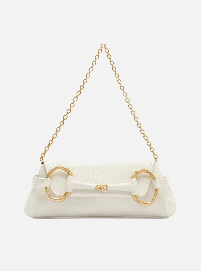 Bolsa Shoulder Off-White Couro Grande Argolas