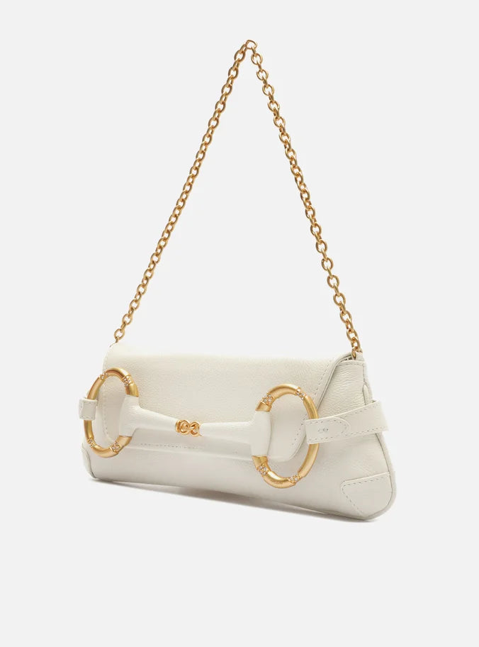 Bolsa Shoulder Off-White Couro Grande Argolas