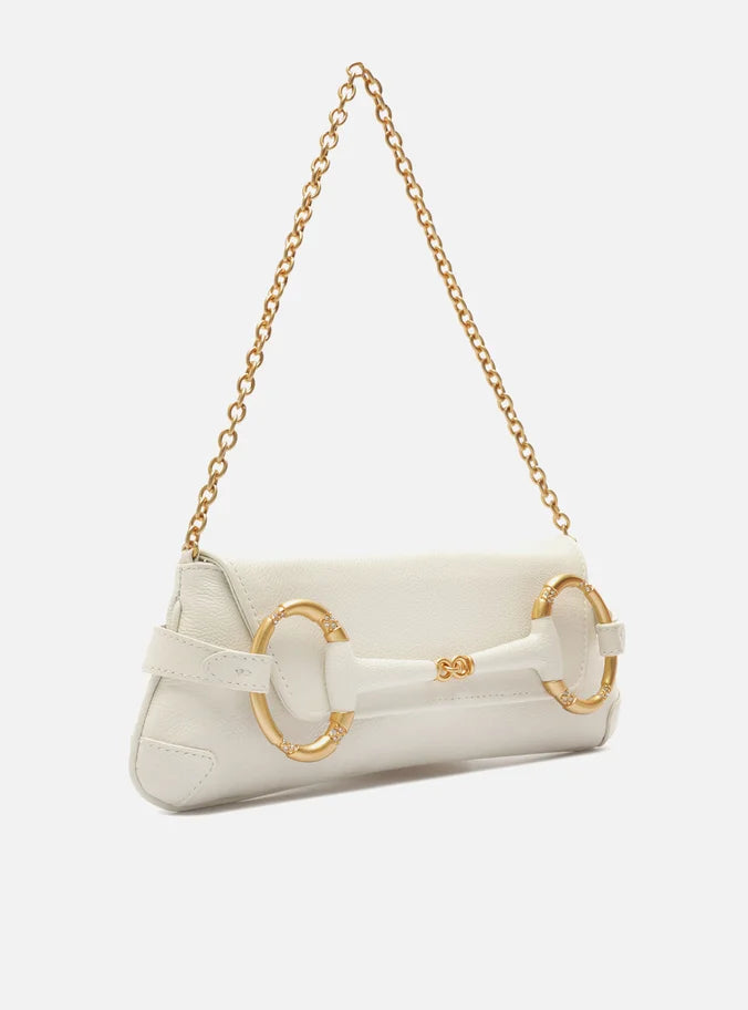 Bolsa Shoulder Off-White Couro Grande Argolas