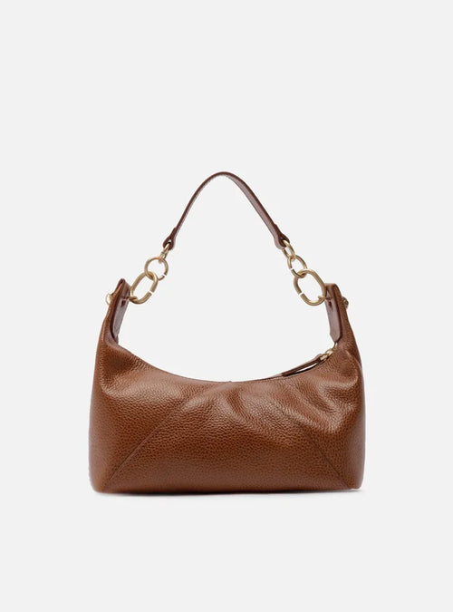 Bolsa Shoulder Marrom Couro Média Recortes