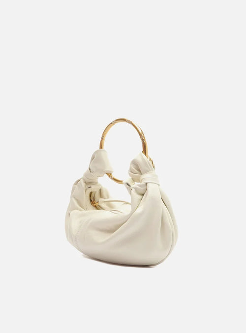 Bolsa Tiracolo Off-White Couro Pequena Argola