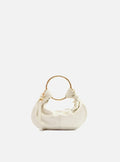 Bolsa Tiracolo Off-White Couro Pequena Argola