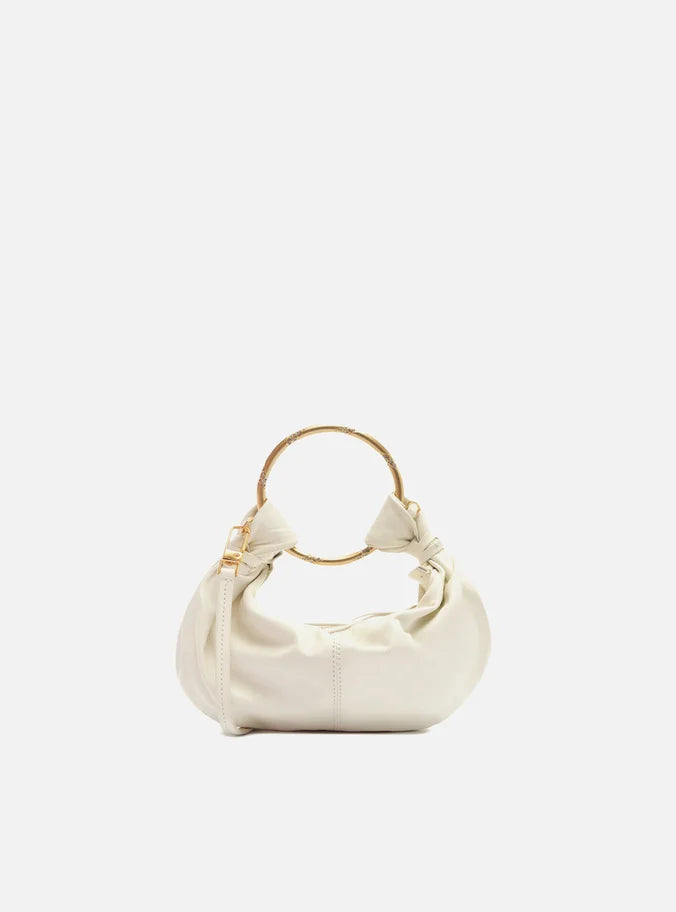 Bolsa Tiracolo Off-White Couro Pequena Argola
