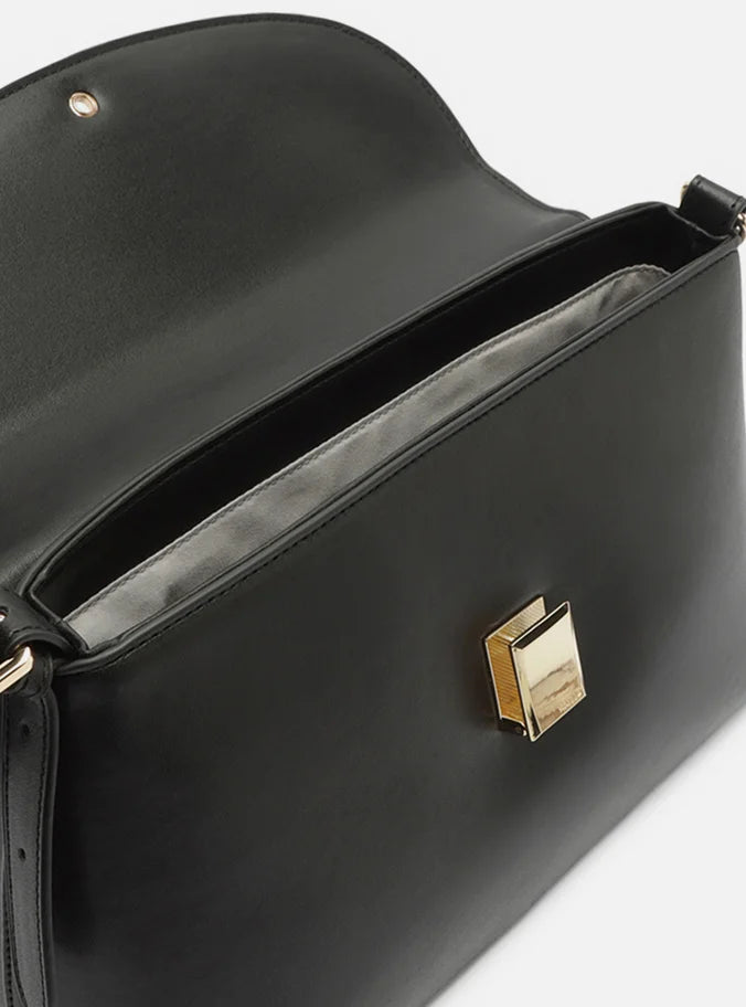 Bolsa Tiracolo Preta Média Metal